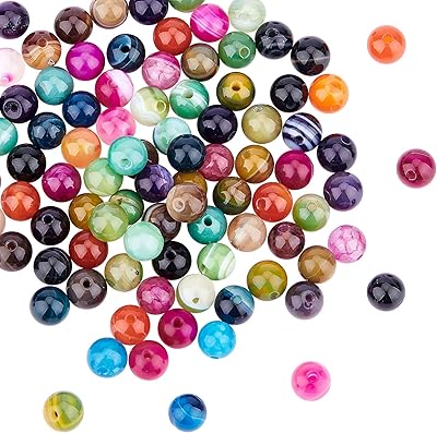 Nbeads 100 pièces perles d'opale rayées naturelles, 6mm 10 couleurs teintes rondes pierres précieuses en vrac perles de pierre naturelle pour la fabrication artisanale. Diaytar : Des prix qui défient toute concurrence