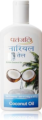 Huile de noix de coco patanjali, 200 ml (paquet de 3)
