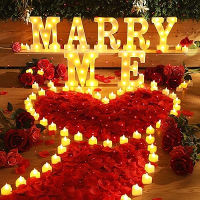 4080 pièces marry me, lettres lumineuses avec 72 bougies romantiques en forme de cœur et 4000 pétales de rose, veilleuse usb romantique pour la saint-valentin, fiançailles, mariage (rouge). L'expérience e-commerce réinventée par Diaytar au Sénégal