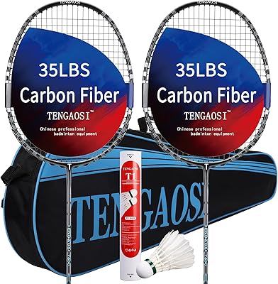 Ensemble de raquettes de badminton professionnel tengasi pour 2 adultes raquette en fibre
