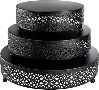 Hidomi lot de 3 présentoirs à gâteaux noirs, présentoirs à gâteaux ronds