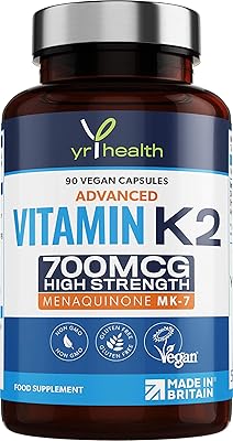 Vitamine k2 mk7 700 mcg ménaquinone haute résistance 90 capsules enregistrées par la vegetarian