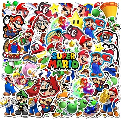 50 autocollants super mario bros de jeu en vinyle imperméables pour ordinateur