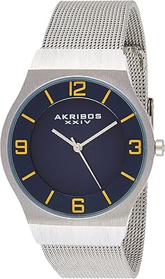 Montre à quartz akribos xxiv pour homme, analogique avec bracelet en acier inoxydable