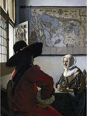 Johannes vermeer officier riant fille peinture premium mur art toile impression