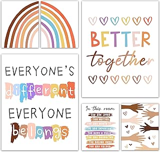 Tiofuno 6 pièces affiches de classe arc-en-ciel, affiche de diversité pour décorations multiculturelles