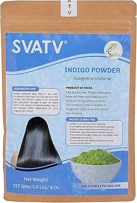 Svatv poudre d'indigo naturel (indigofera tinctoria) pour le soin des cheveux noirs