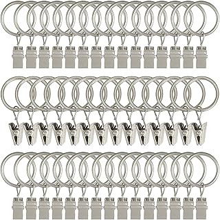40pcs anneaux de rideau en métal avec clips pinces de suspension de rideau