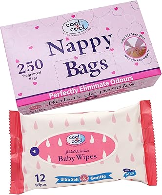 Sacs à couches cool & cool c&c 250 pièces + lingettes pour bébé