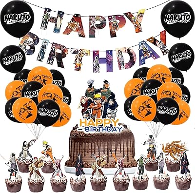 Décorations de fête d'anniversaire sur le thème naruto pour enfants ballons animés décorations et bannières. Diaytar : Parce que bien acheter, c'est économiser
