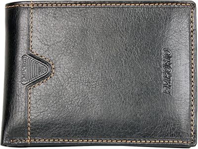 Portefeuille en cuir véritable emporio, noir, taille unique, classique