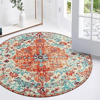 Tapis rond la home au design floral bohème petit tapis