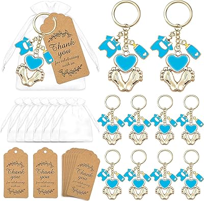 12 coffrets cadeaux pour fête prénatale pour garçons par womore porte-clés à empreinte