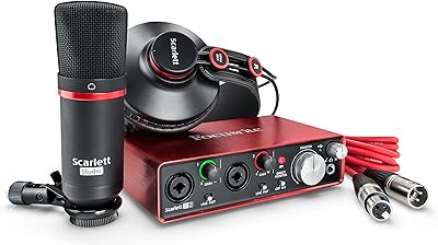 Interface audio usb focusrite 2i2 studio (2e génération) et kit d'enregistrement avec pro