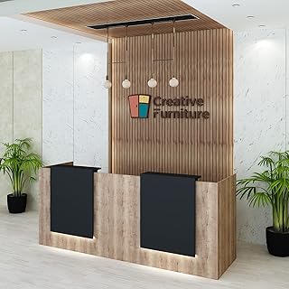 Bureau de réception lari moderne et élégant en bois avec base en finition