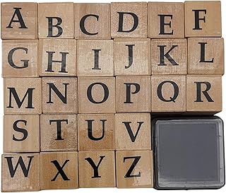 Jeu de tampons en bois avec 26 lettres de l'alphabet oitra pour enfants