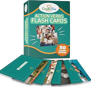 Cartes flash d'action verbes - 50 pièces cartes flash éducatives pour l'orthophonie