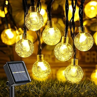 Guirlande lumineuse solaire de jardin, 50 lumières led, lumières en cristal étanches