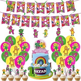 La décoration de fête d'anniversaire de barney et ses amis comprend une bannière