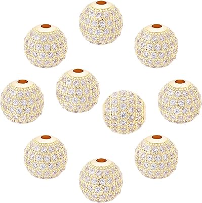 In beads 10 pièces de perles de zircone cubique en cuivre doré