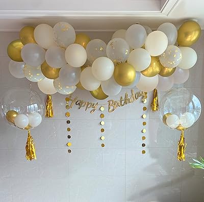 64 ballons dorés pour fête d'anniversaire, kit de décorations ramadan/kit arche de ballons/ballons transparents/kit guirlande de lettres/ballons confettis/accessoires. Diaytar : La révolution discount est en marche