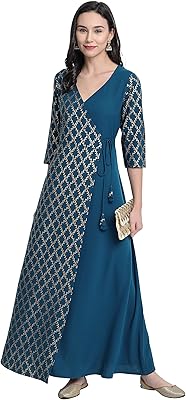 Kurta en crêpe de polyester bleu sarcelle janasia pour femme