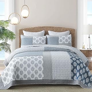 Couette queen size 100 % coton, lit king size bleu fermier, parure