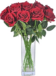 Cn-knight fleurs artificielles 12 pièces 22" de longueur fleurs en soie velours au