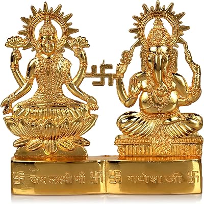 Hashkart lakshmi ganesha statue laxmi ganesh idol murti [4 pouces] - pour mandir