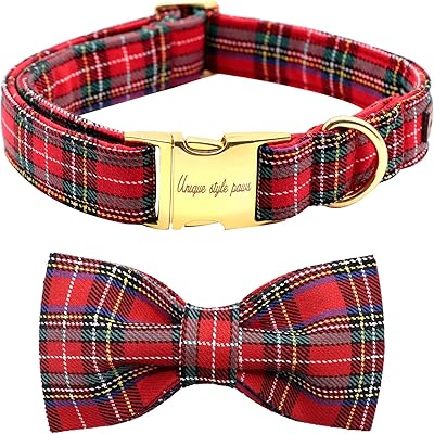Collier pour chien à carreaux de noël avec pattes de style unique