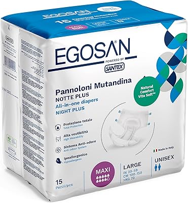 Couches d'incontinence jetables egosan maxi pour adultes avec languettes d'absorption réglables et maximales