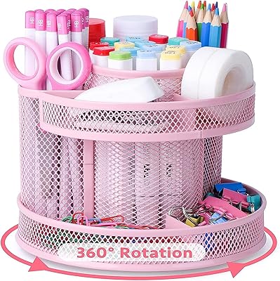 The white shop organisateur de bureau rotatif mignon accessoires en maille
