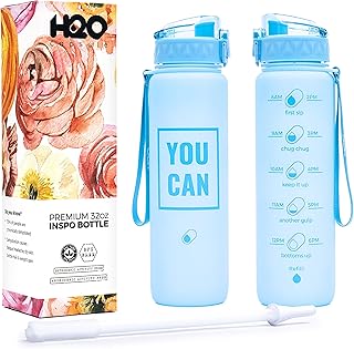 Bouteille d'eau h2o 946 ml avec marqueur de temps et paille