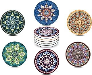 Un lot de 6 sous-verres en céramique absorbants avec base en liège d'uplief
