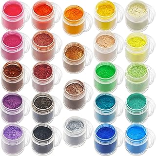 24 couleurs de pigment en poudre de mica, 5 g/pot de pigments nacrés