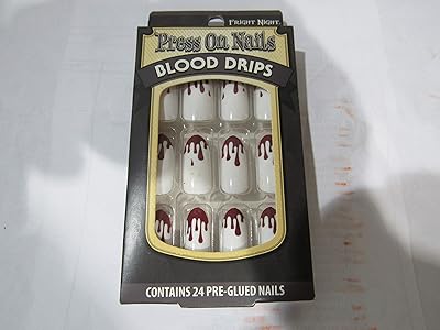 Ongles à pression ardell fright night blood drips, blancs et rouges, longs