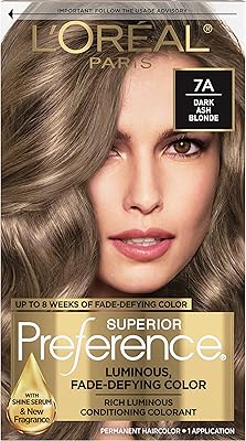L'oréal superior preference fade challenge coloration 7a, blond cendré foncé - refroidissement unisexe
