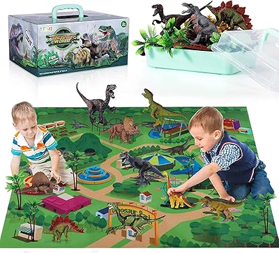 Poupée dinosaure timmy avec tapis de jeu et arbres ensemble éducatif et réaliste