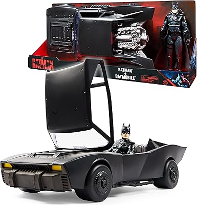 Dc comics batman batmobile avec figurine batman de 30 cm, batman movie collectible
