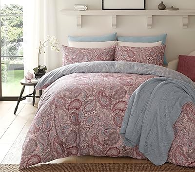 Ensemble housse de couette et taie d'oreiller sleepdown purple paisley, housse de couette