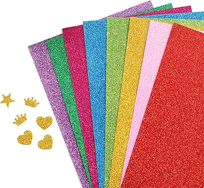 10 feuilles de mousse pailletée, autocollantes 30 x 20 cm, papier arrière