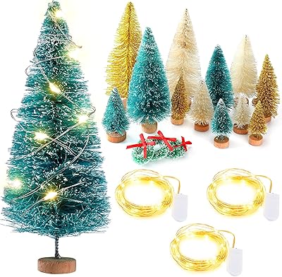20pcs mini sapin de noël artificiel avec guirlande lumineuse de bouteille pin