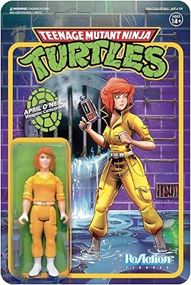 Figurine d'action super7 teenage mutant april et nell reaction tortues ninja 3,75 pouces
