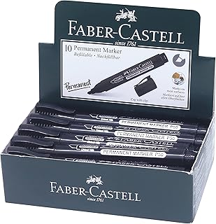 Marqueur permanent faber-castell à pointe biseautée, 10 pièces, noir