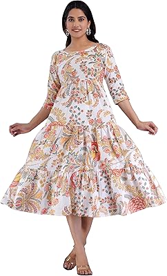 Robe longue d'été kurti en coton pour femme prête pour un usage décontracté