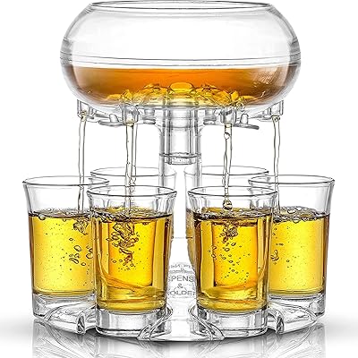 Distributeur d'alcool ordibul, distributeur en acrylique 6 pièces avec petites tasses, distributeurs