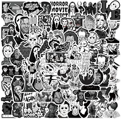 100 autocollants d'horreur, autocollants de film d'horreur en vinyle imperméable pour ordinateur portable