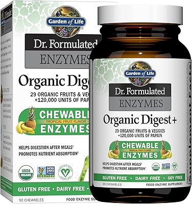 Supplément d'enzymes à croquer biologiques garden of life - dr. organic enzymes digest+