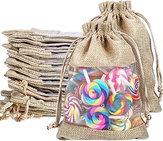 50pcs 5" x 7" sacs en toile de jute en organza de lin