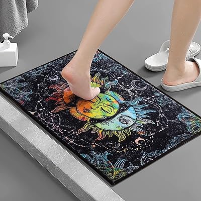 Tapis créatif antidérapant super absorbant pour salle de bain, tapis de porte soleil